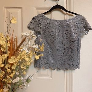 Cropped White House Black Market lace blouse